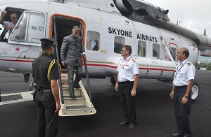 The Governor designate Brig. (Dr.) B.D. Mishra (Retd.) arrived at Raj Bhavan Helipad, Itanagar on 3rd October2017. 